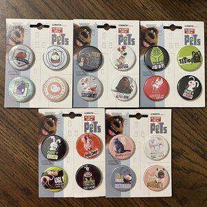 The Secret Life Of Pets Button. Lot Of 5 Collections. 20 Pins Total. Universal